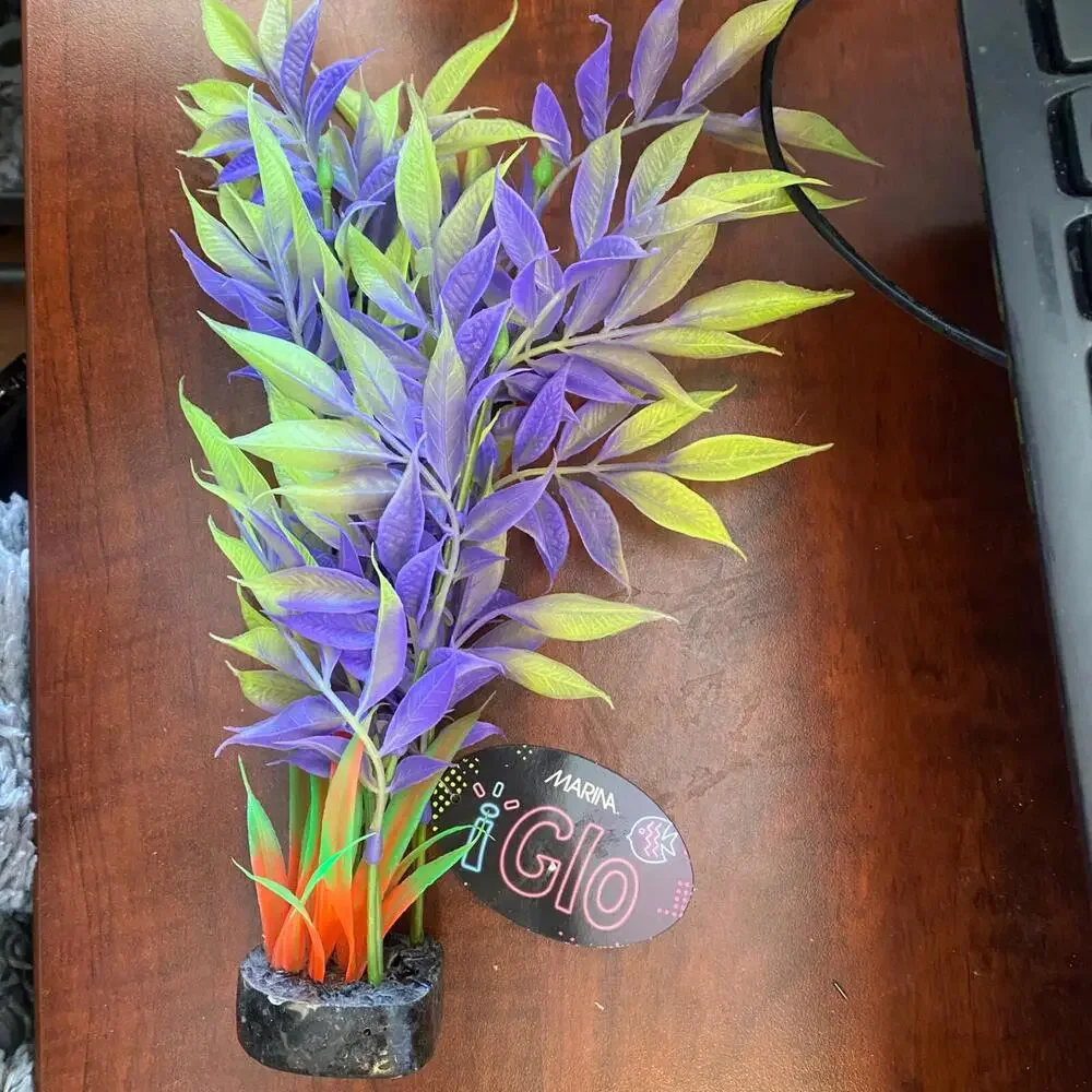 Glow under Blue LED Lights Aquarium Fish Tank Decor Plant purple yellow 12.5